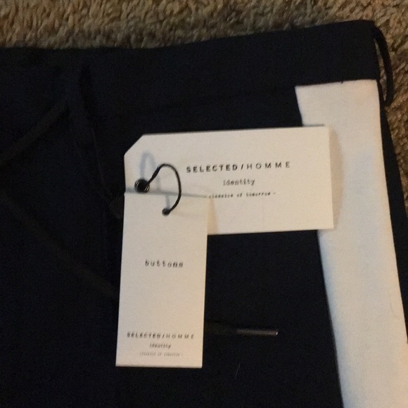 Navy Blue Tapered two tone trousers Size M - Picture 3 of 6